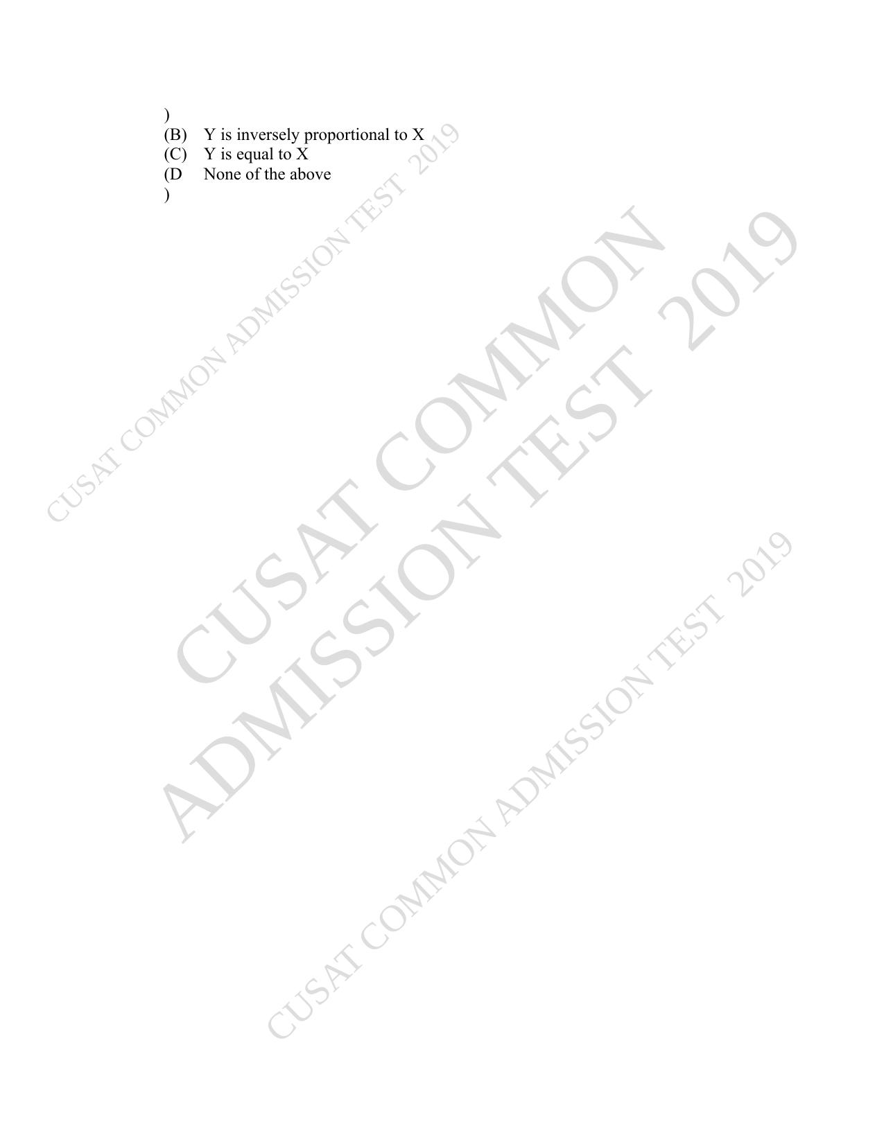 CUSAT CAT 2019 Msc Statistics Question Paper With Answer Key - Page 17