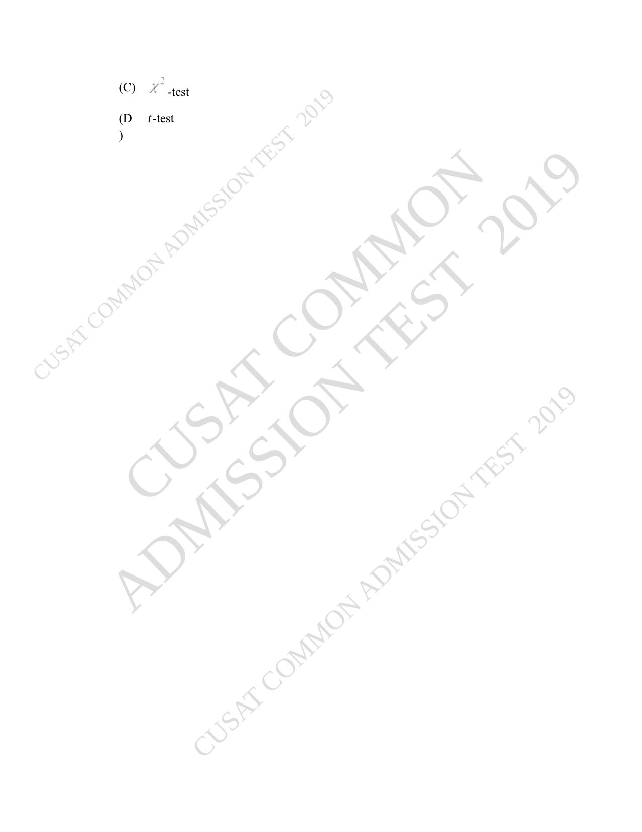 CUSAT CAT 2019 Msc Statistics Question Paper With Answer Key - Page 29