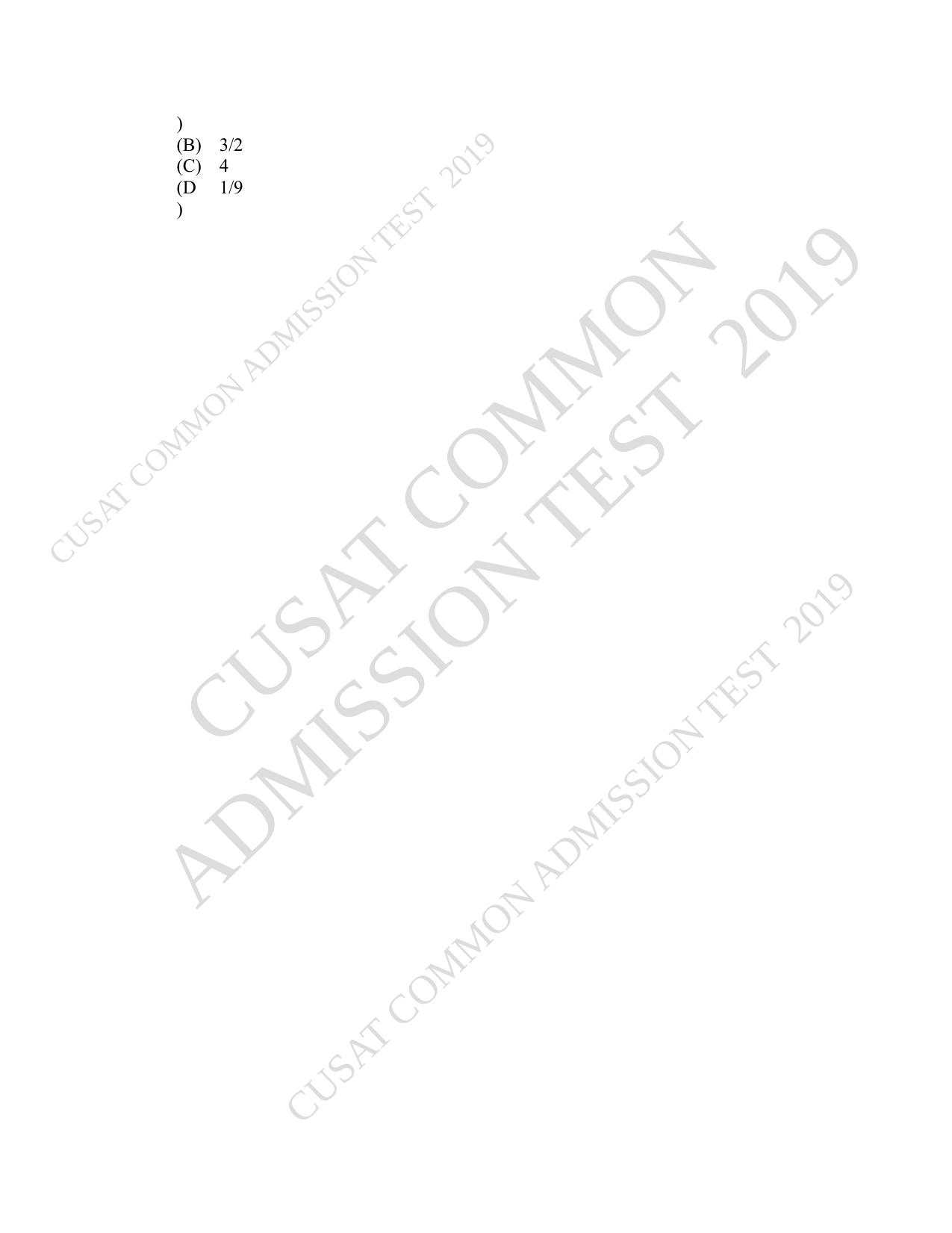 CUSAT CAT 2019 Msc Statistics Question Paper With Answer Key - Page 39