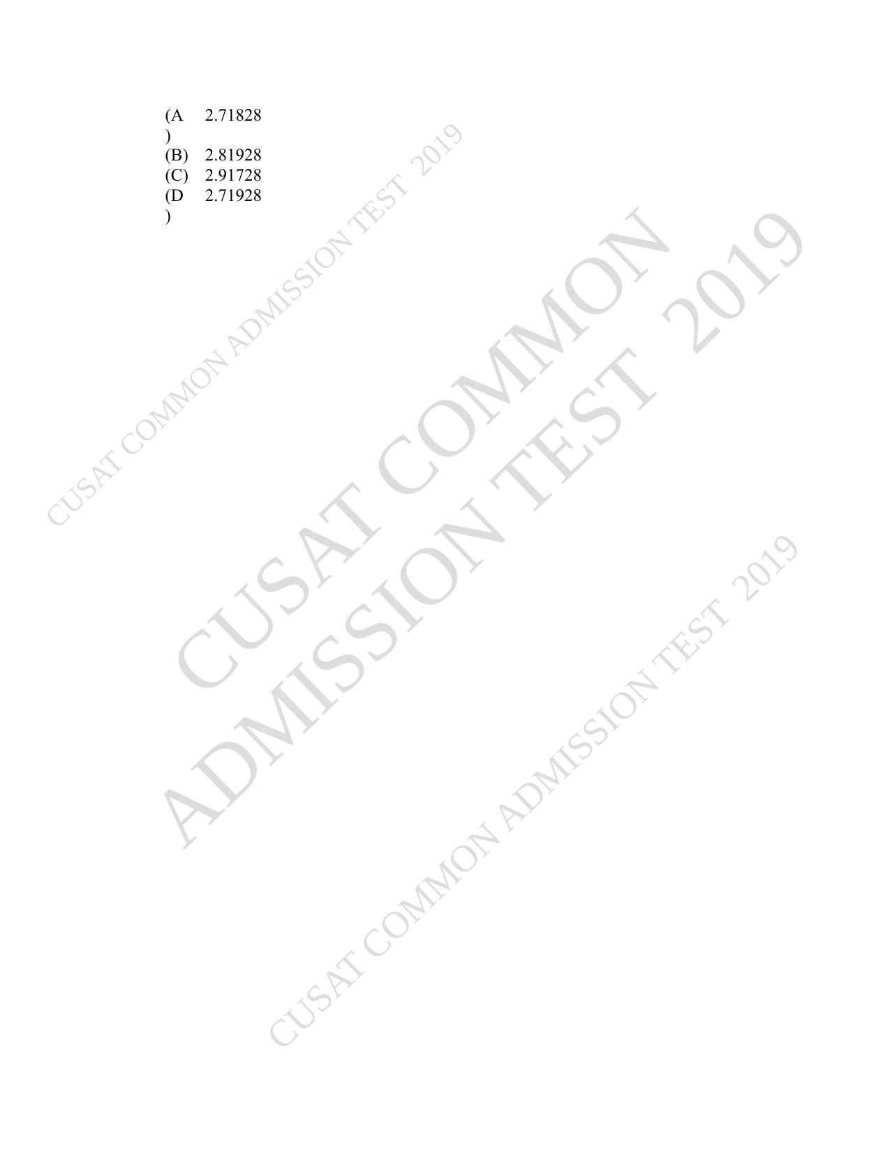 CUSAT CAT 2019 Msc Statistics Question Paper With Answer Key - Page 54