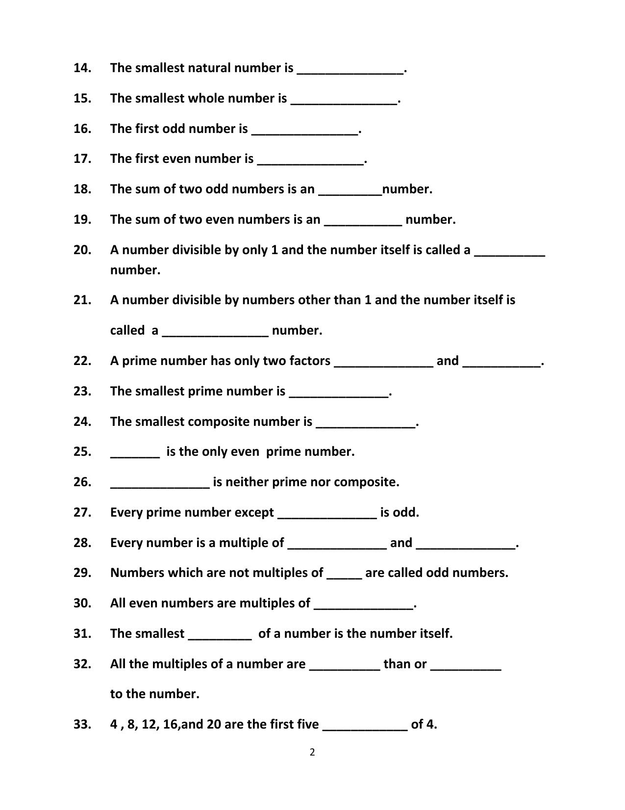 Worksheet for Class 4 Maths Assignment 63 Multiples and Factors - Page 2