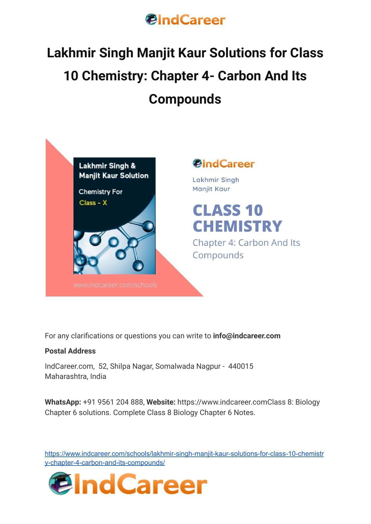 Lakhmir Singh Manjit Kaur  Solutions for Class 10 Chemistry: Chapter 4- Carbon And Its Compounds - Page 1