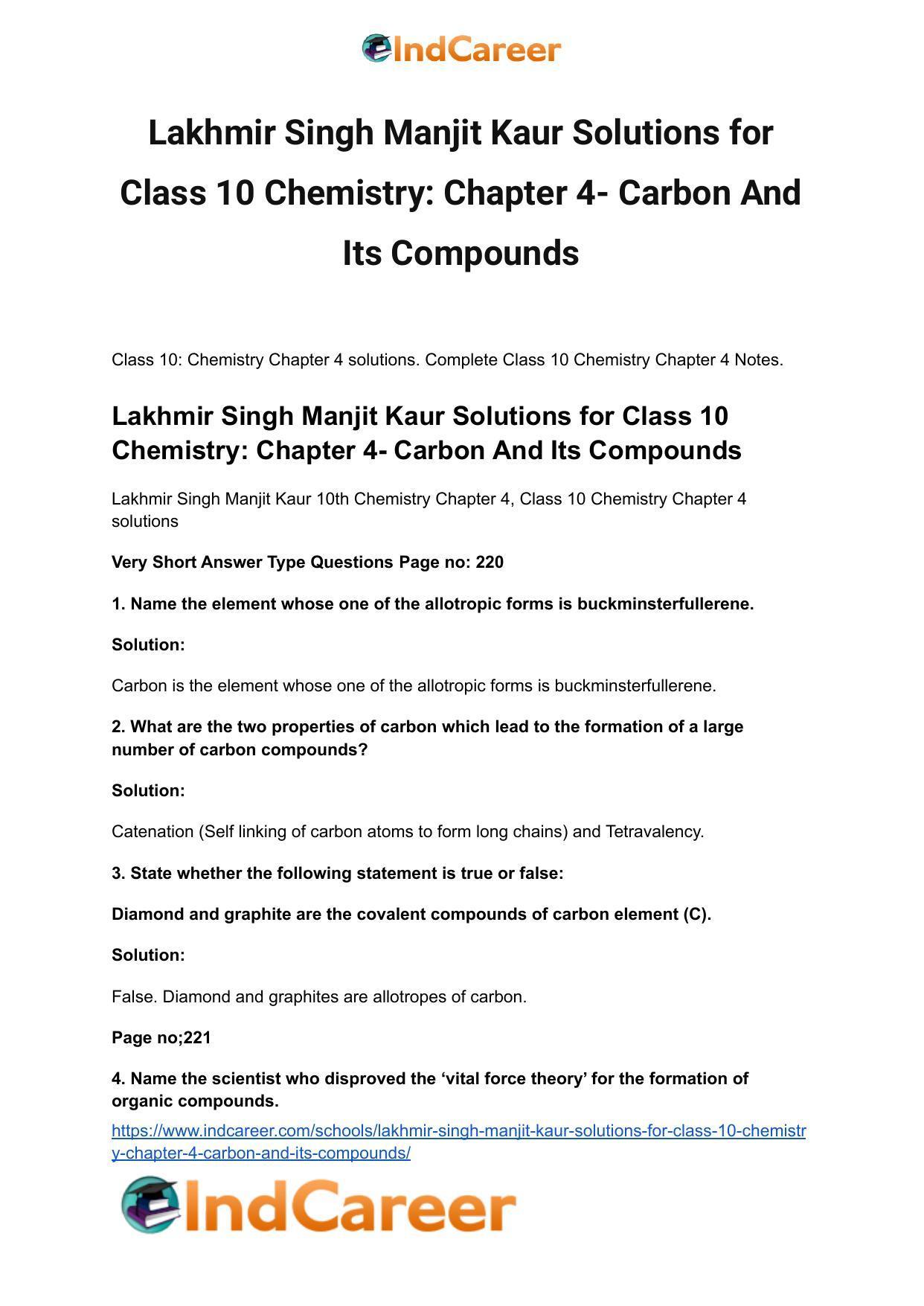 Lakhmir Singh Manjit Kaur  Solutions for Class 10 Chemistry: Chapter 4- Carbon And Its Compounds - Page 2