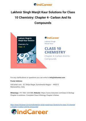 Lakhmir Singh Manjit Kaur  Solutions for Class 10 Chemistry: Chapter 4- Carbon And Its Compounds