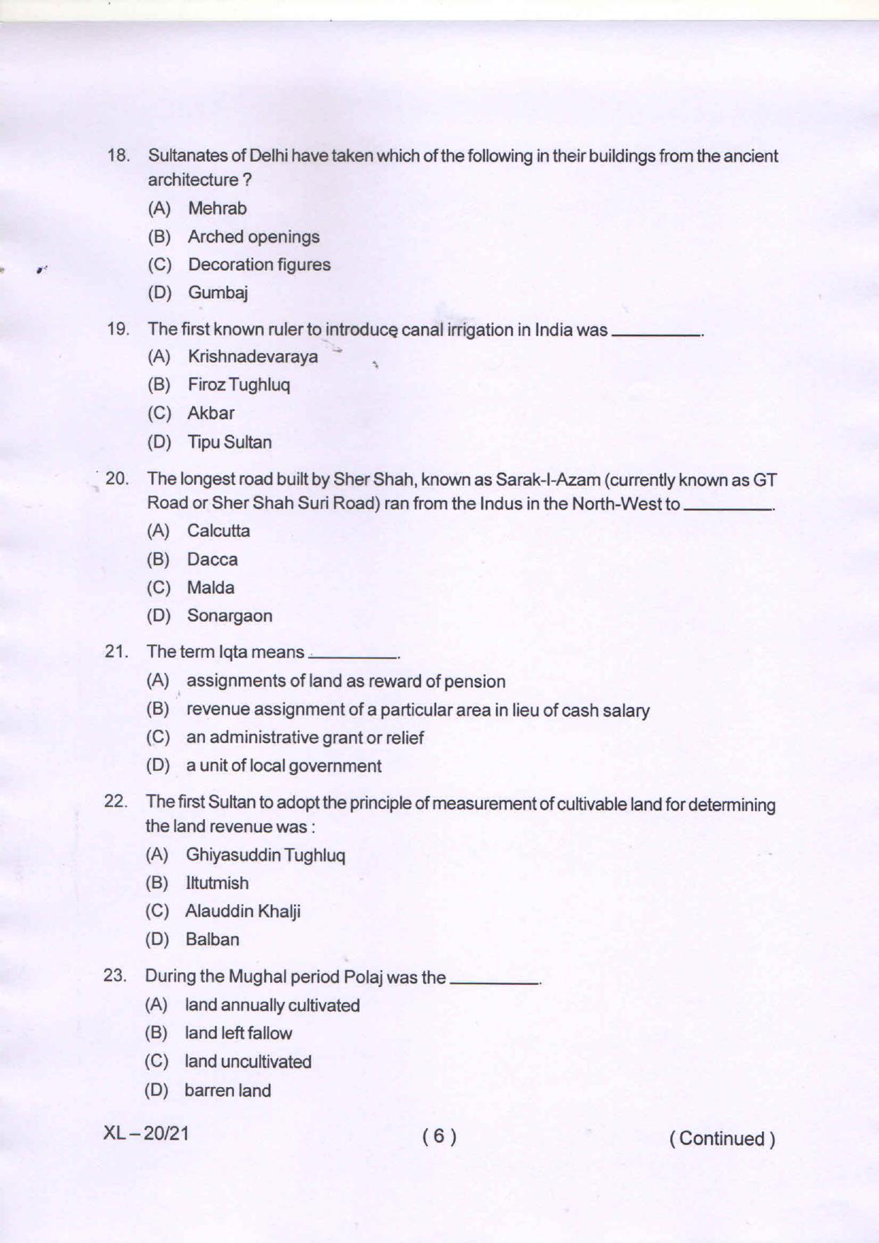 Odisha CPET HISTORY 2020 Question Paper - Page 6
