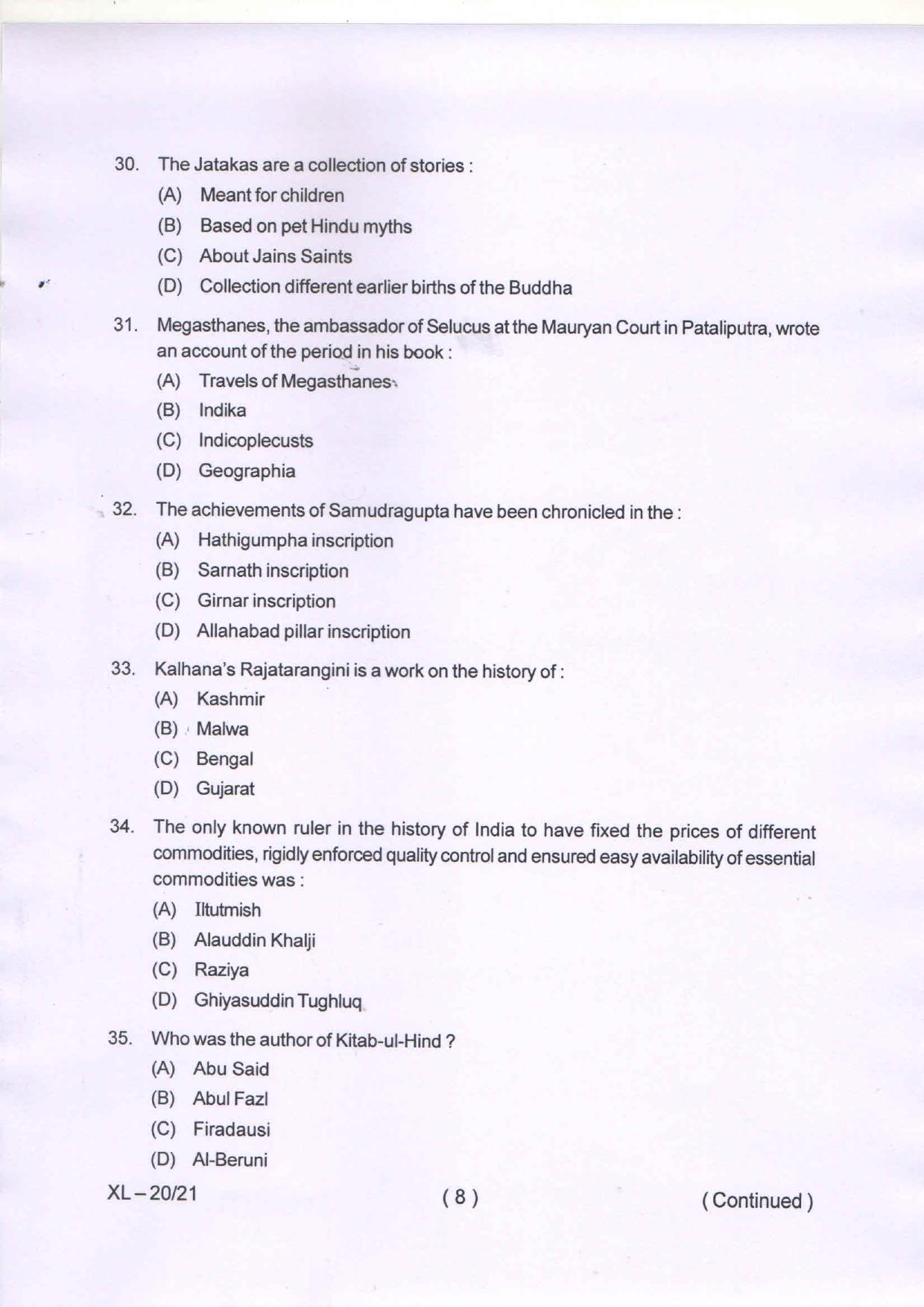 Odisha CPET HISTORY 2020 Question Paper - Page 8