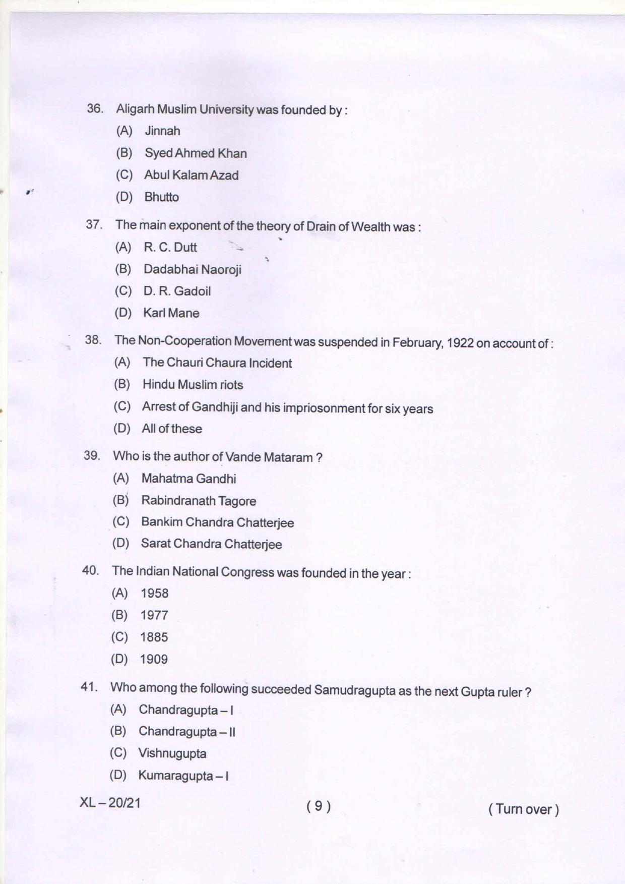 Odisha CPET HISTORY 2020 Question Paper - Page 9