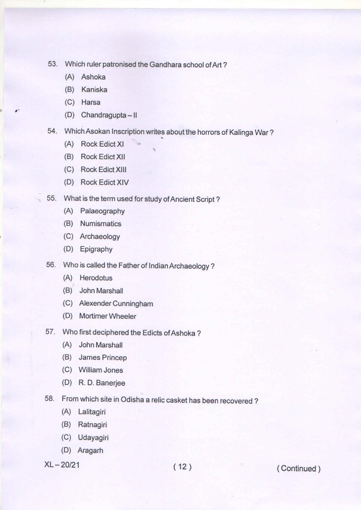 Odisha CPET HISTORY 2020 Question Paper - Page 12
