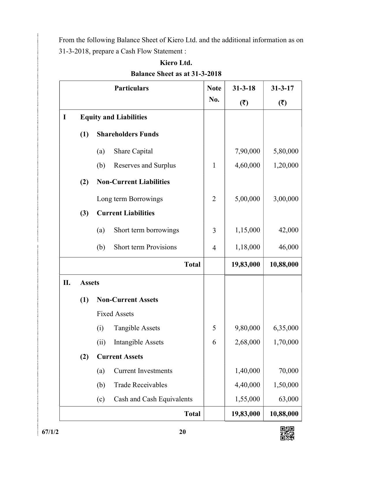 CBSE Class 12 67-1-2  (Accountancy) 2019 Question Paper - Page 20