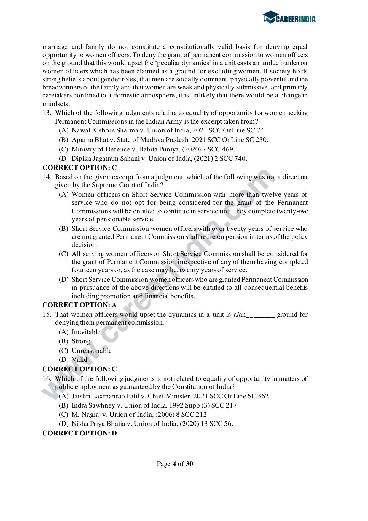 CLAT 2021 PG Question Paper and Asnwer Key - Page 4
