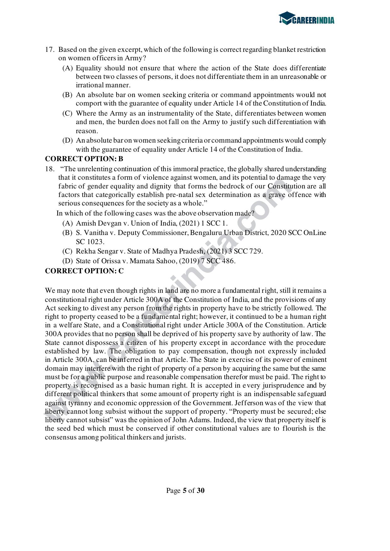 CLAT 2021 PG Question Paper and Asnwer Key - Page 5