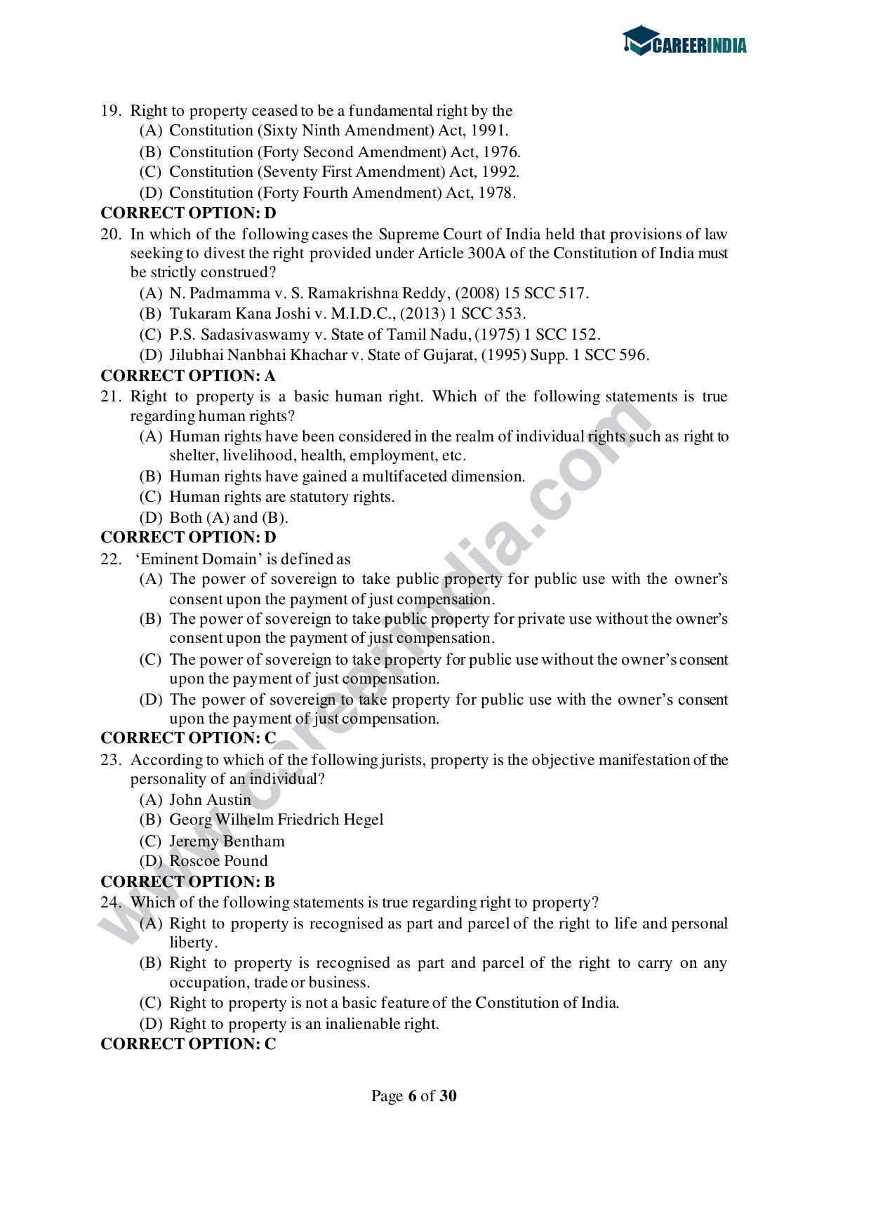 CLAT 2021 PG Question Paper and Asnwer Key - Page 6