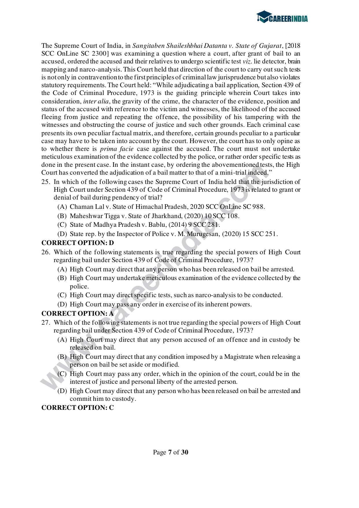 CLAT 2021 PG Question Paper and Asnwer Key - Page 7
