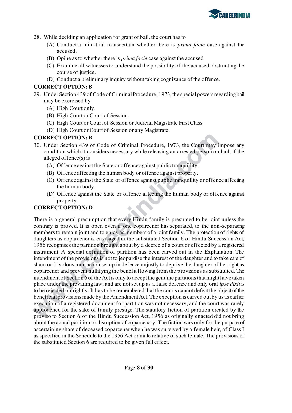 CLAT 2021 PG Question Paper and Asnwer Key - Page 8