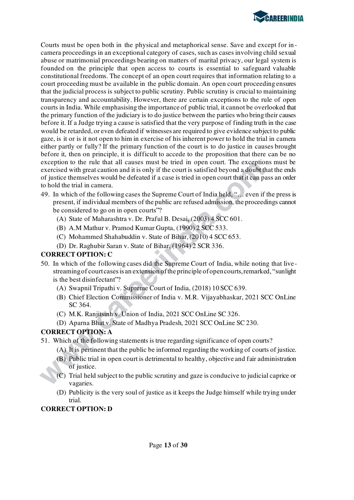 CLAT 2021 PG Question Paper and Asnwer Key - Page 13