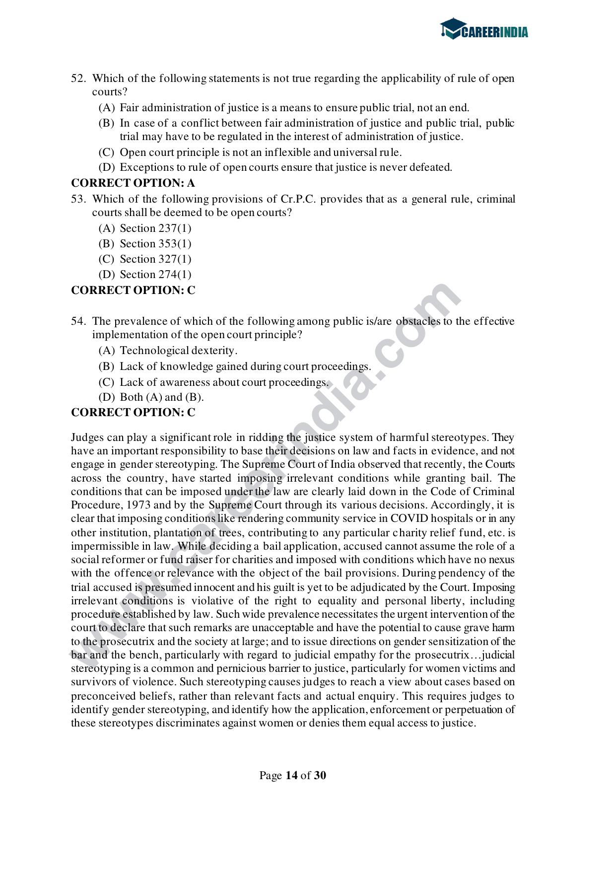 CLAT 2021 PG Question Paper and Asnwer Key - Page 14