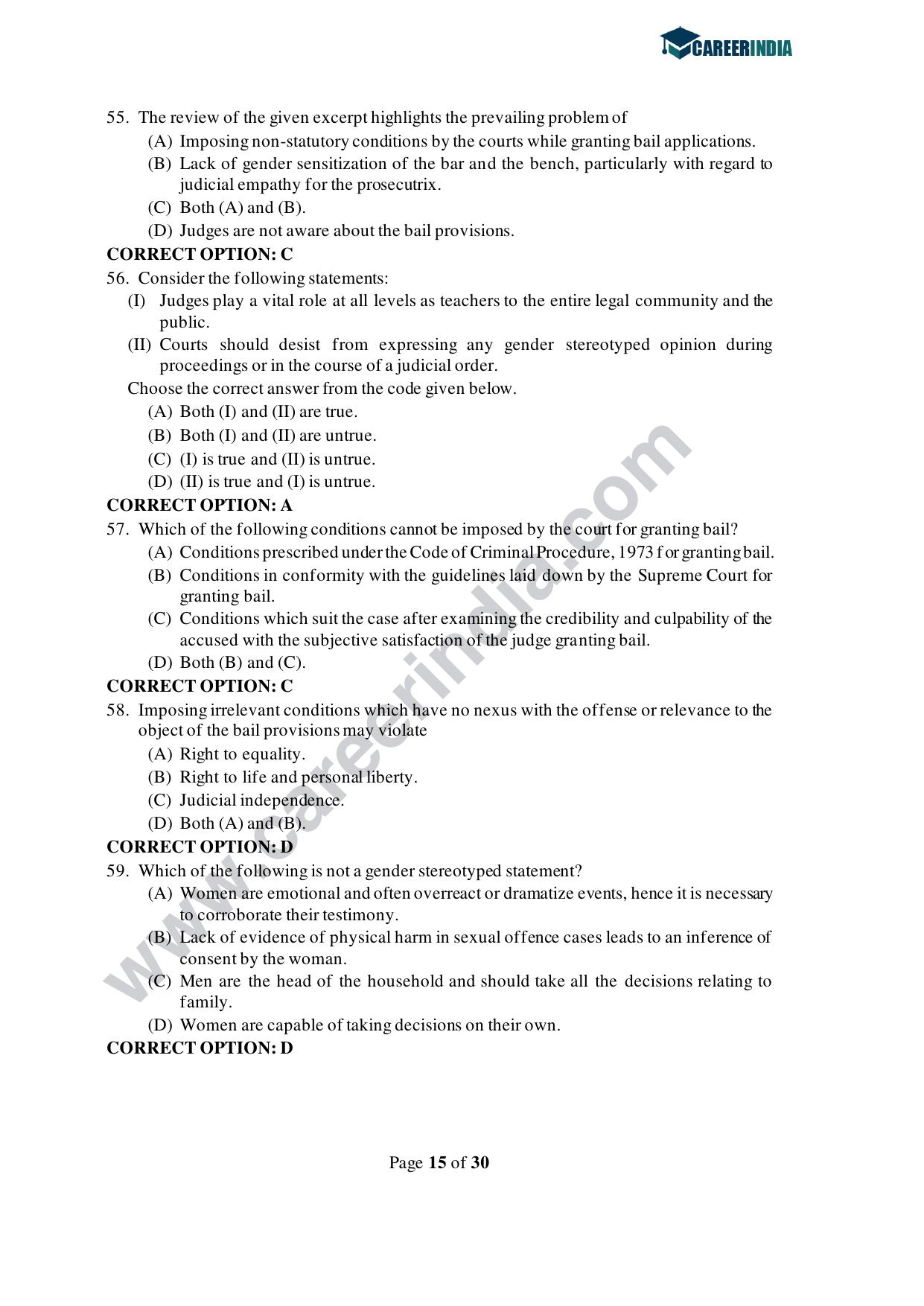 CLAT 2021 PG Question Paper and Asnwer Key - Page 15
