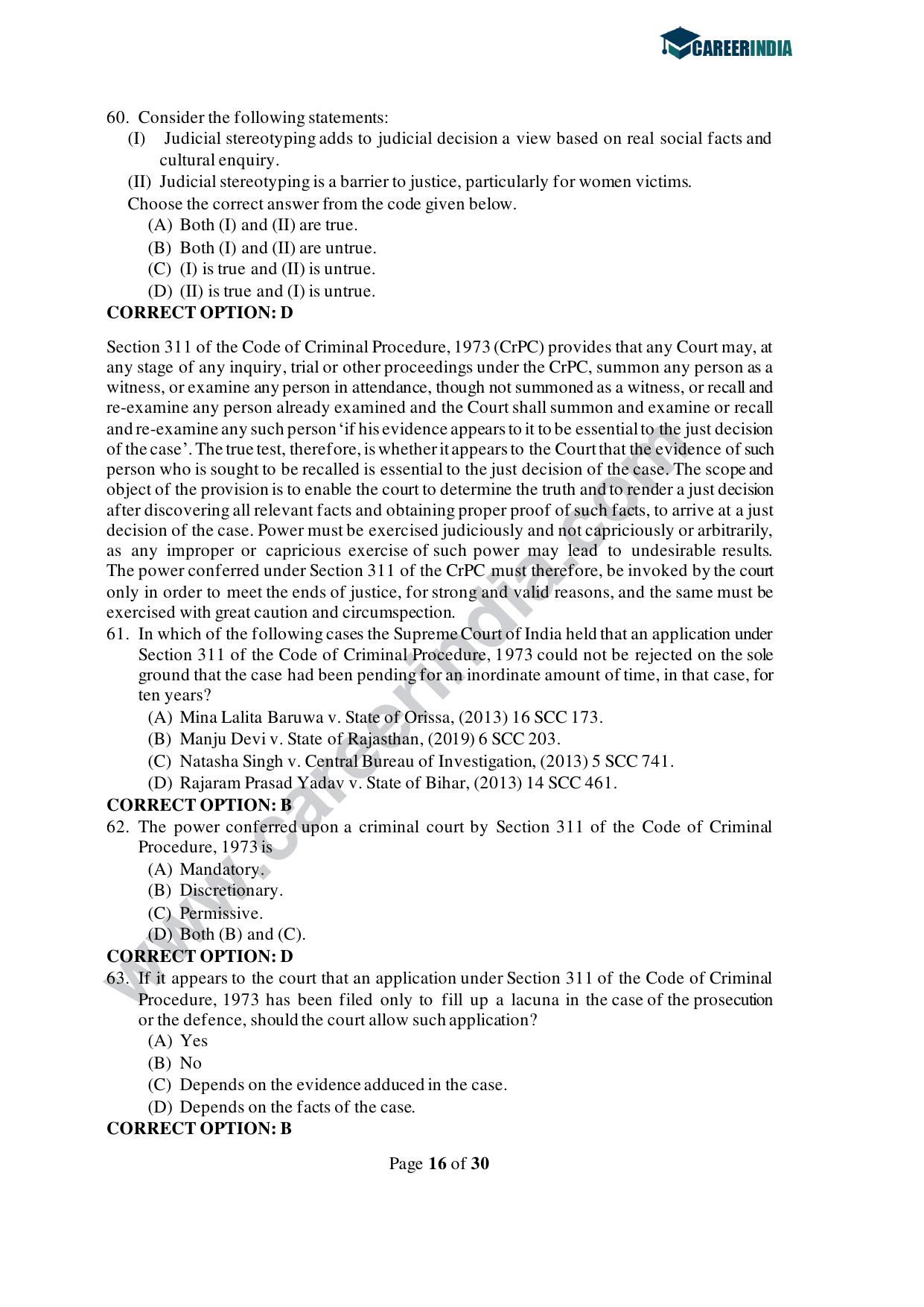 CLAT 2021 PG Question Paper and Asnwer Key - Page 16