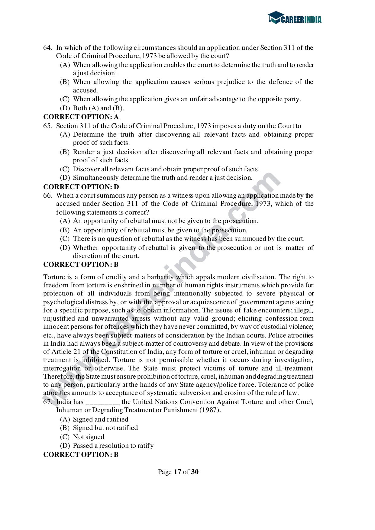 CLAT 2021 PG Question Paper and Asnwer Key - Page 17