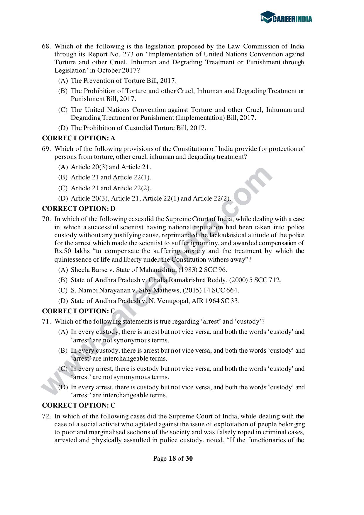 CLAT 2021 PG Question Paper and Asnwer Key - Page 18