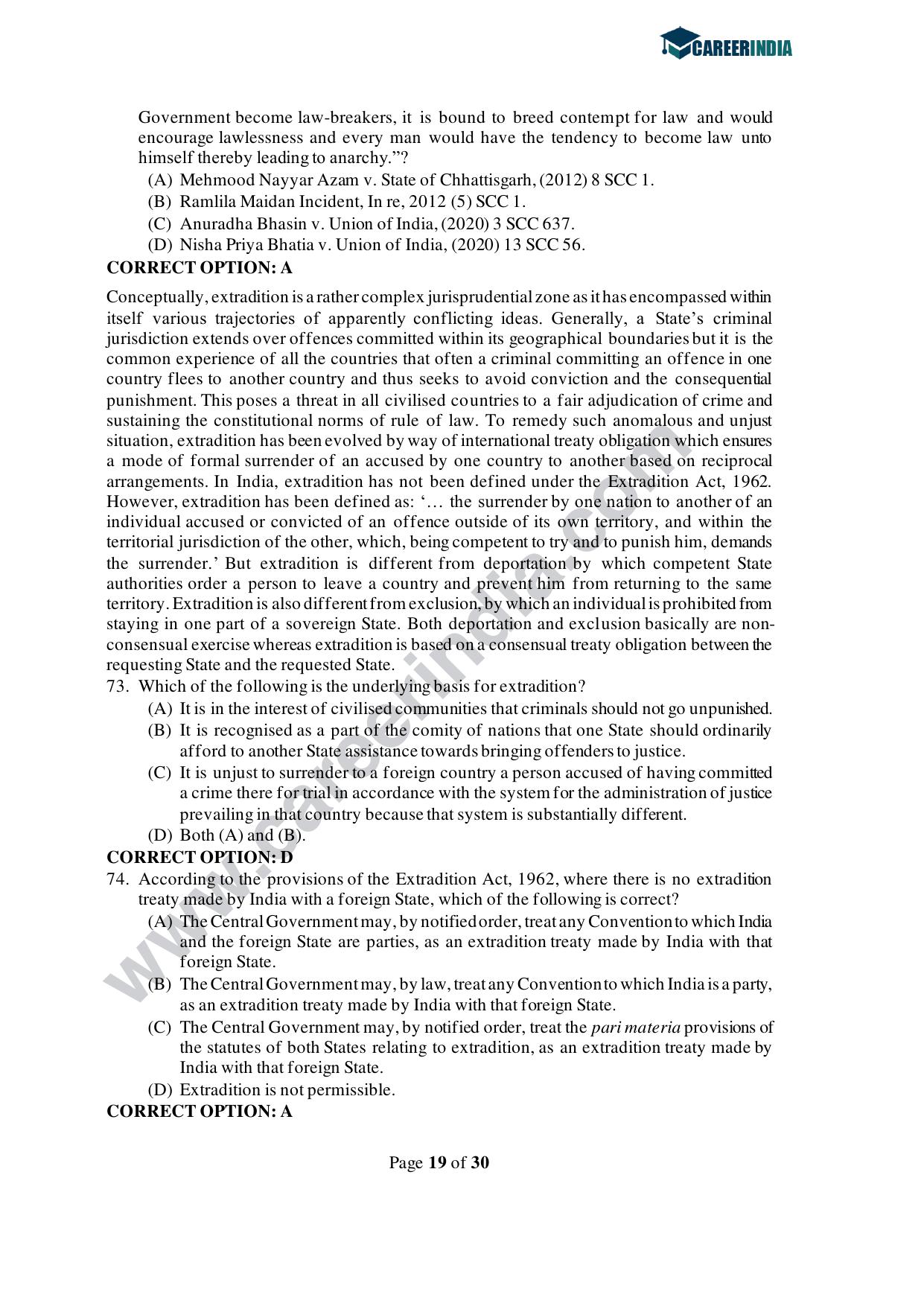 CLAT 2021 PG Question Paper and Asnwer Key - Page 19