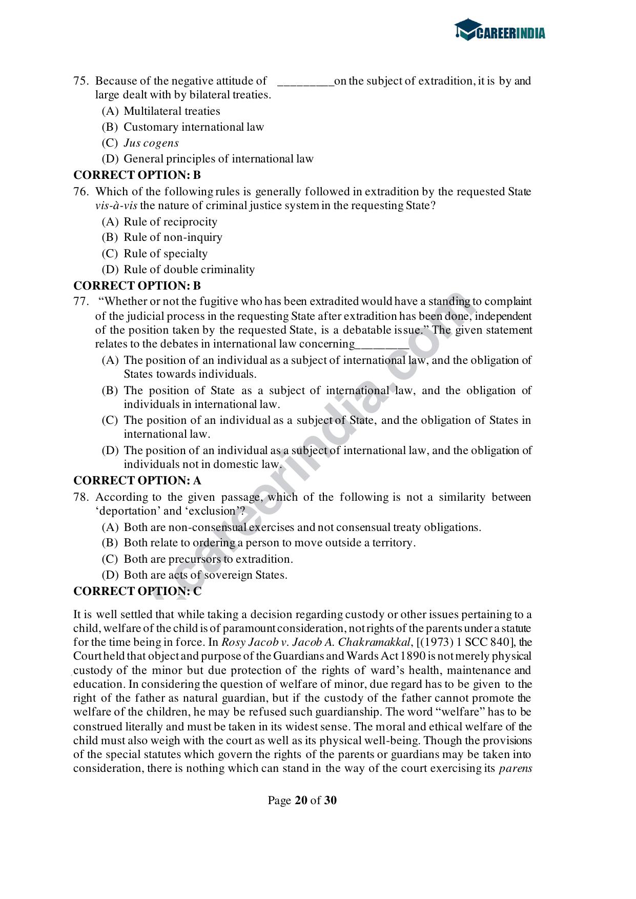 CLAT 2021 PG Question Paper and Asnwer Key - Page 20