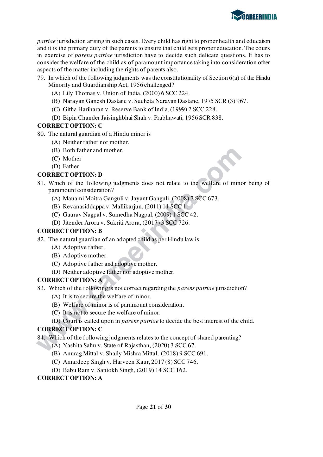 CLAT 2021 PG Question Paper and Asnwer Key - Page 21