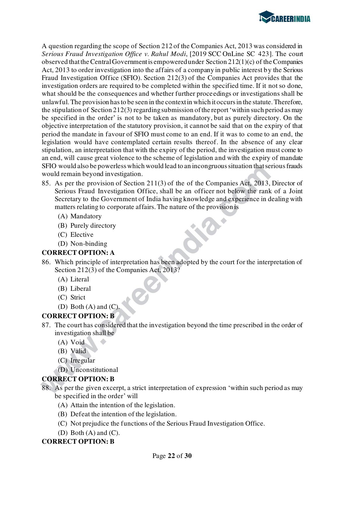 CLAT 2021 PG Question Paper and Asnwer Key - Page 22