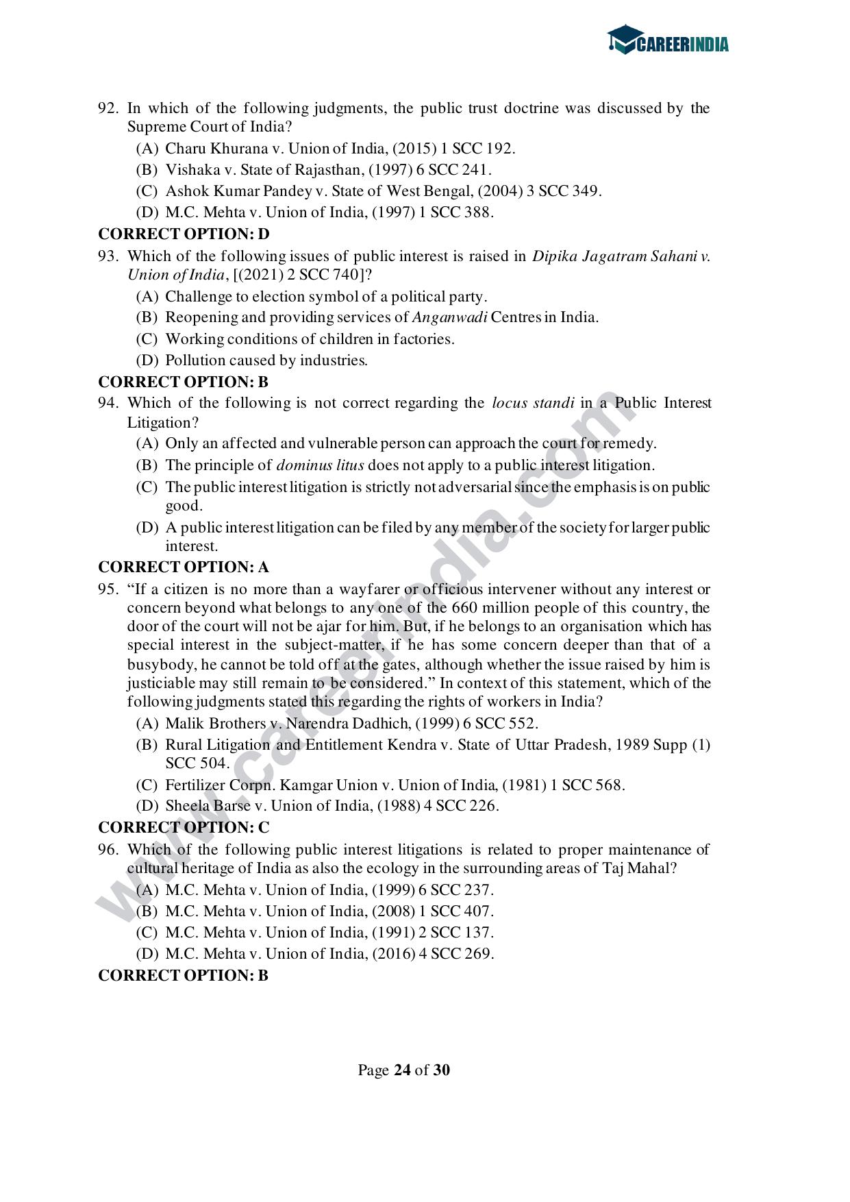 CLAT 2021 PG Question Paper and Asnwer Key - Page 24