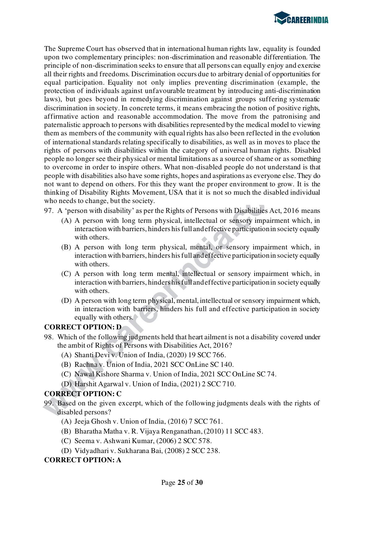CLAT 2021 PG Question Paper and Asnwer Key - Page 25