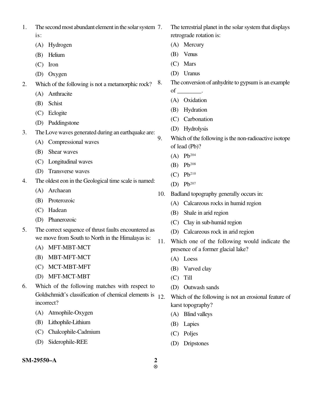 KUET 2023 M.Sc. Geology Question Paper - Page 2