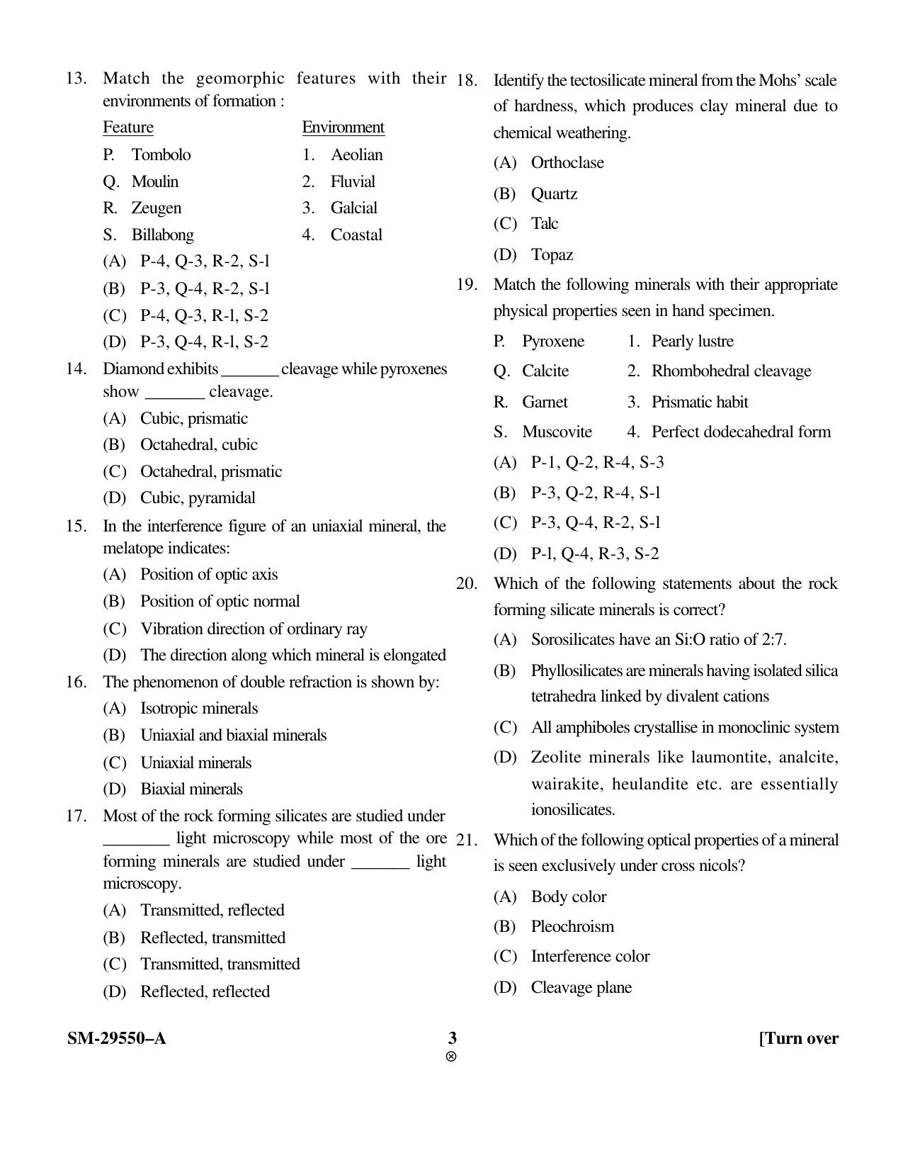 KUET 2023 M.Sc. Geology Question Paper - Page 3