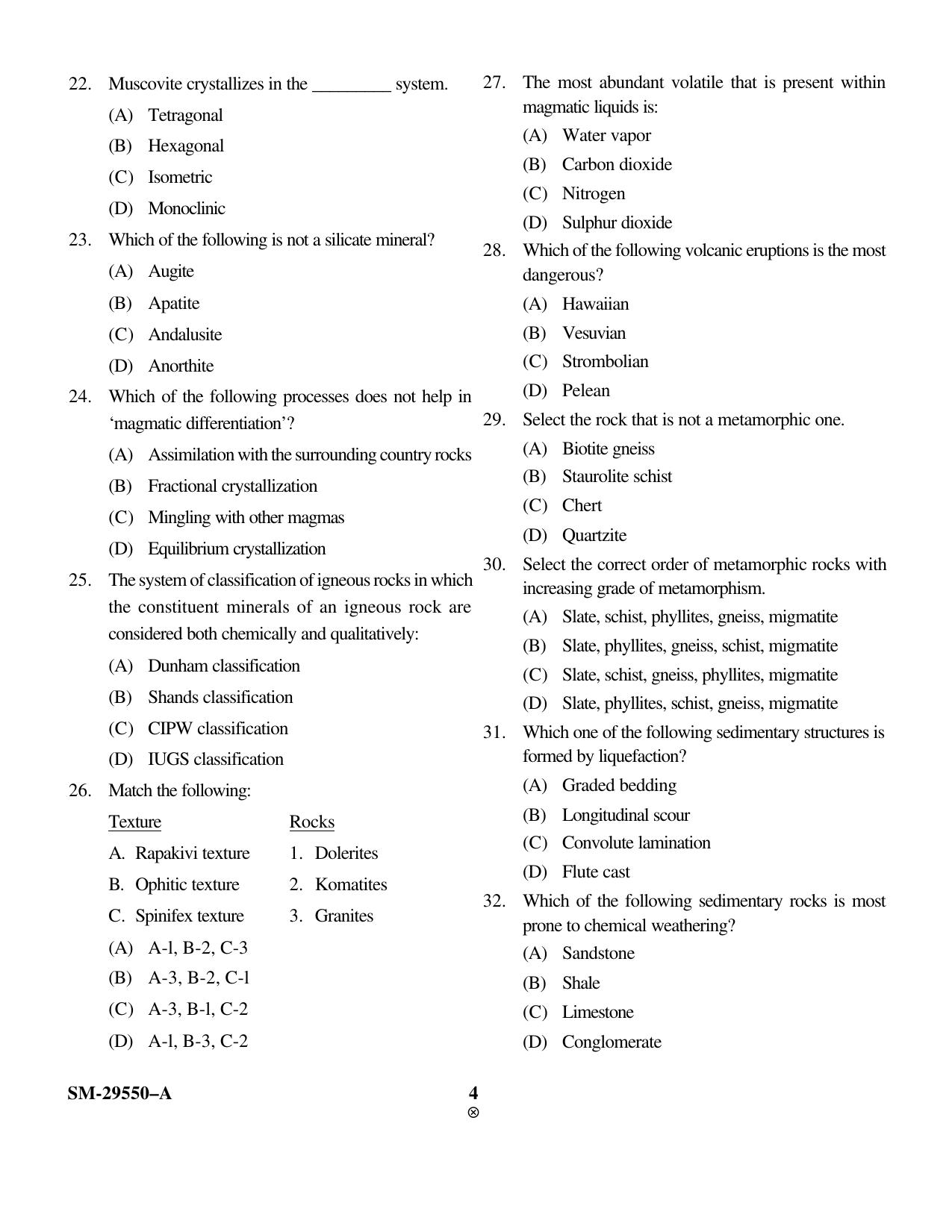KUET 2023 M.Sc. Geology Question Paper - Page 4