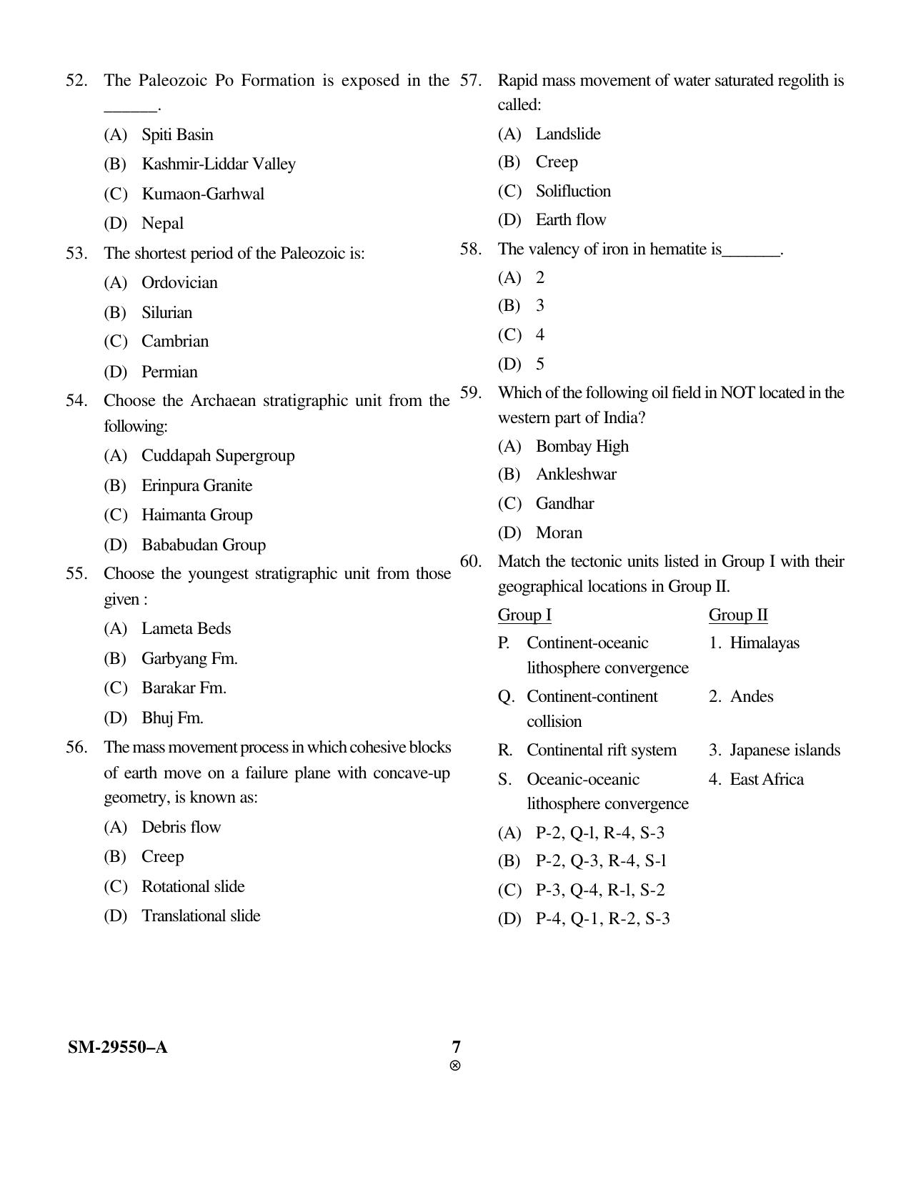 KUET 2023 M.Sc. Geology Question Paper - Page 7