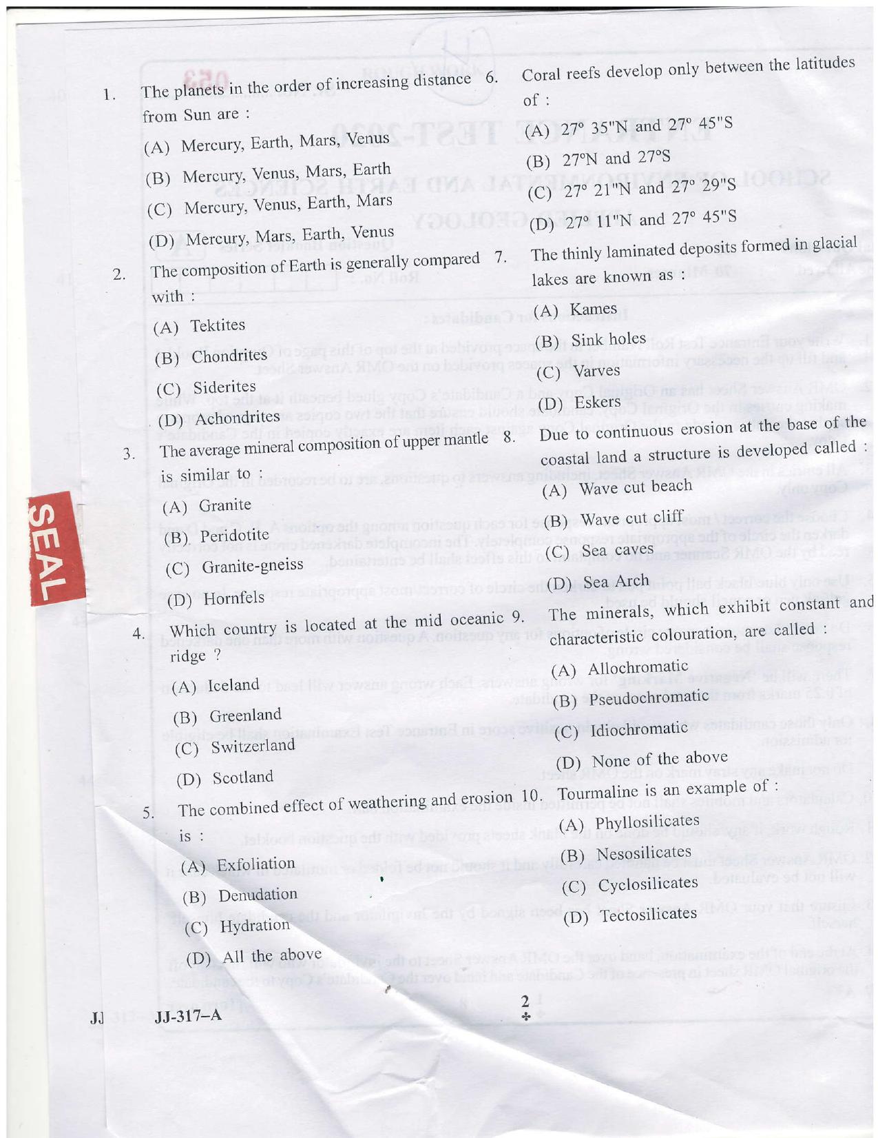 KUET 2023 M.Sc. Geology Question Paper - Page 17
