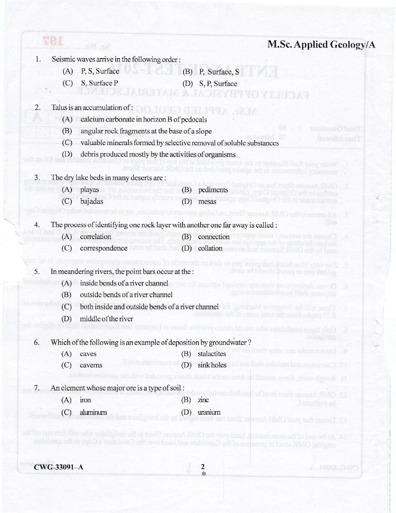 KUET 2023 M.Sc. Geology Question Paper - Page 41