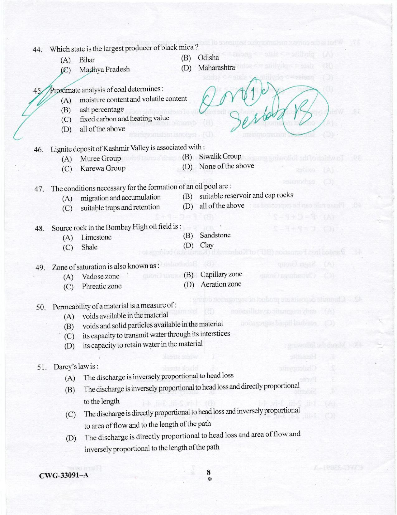 KUET 2023 M.Sc. Geology Question Paper - Page 47