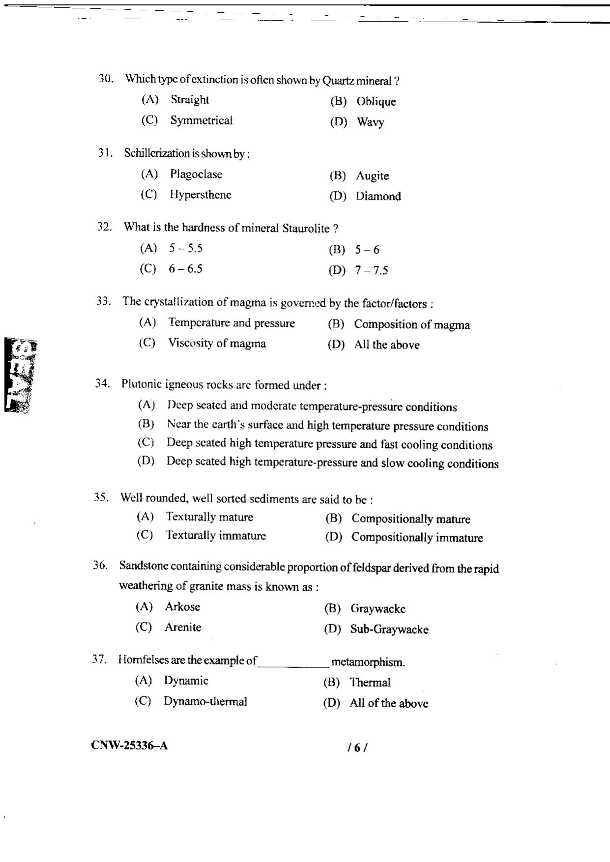 KUET 2023 M.Sc. Geology Question Paper - Page 54