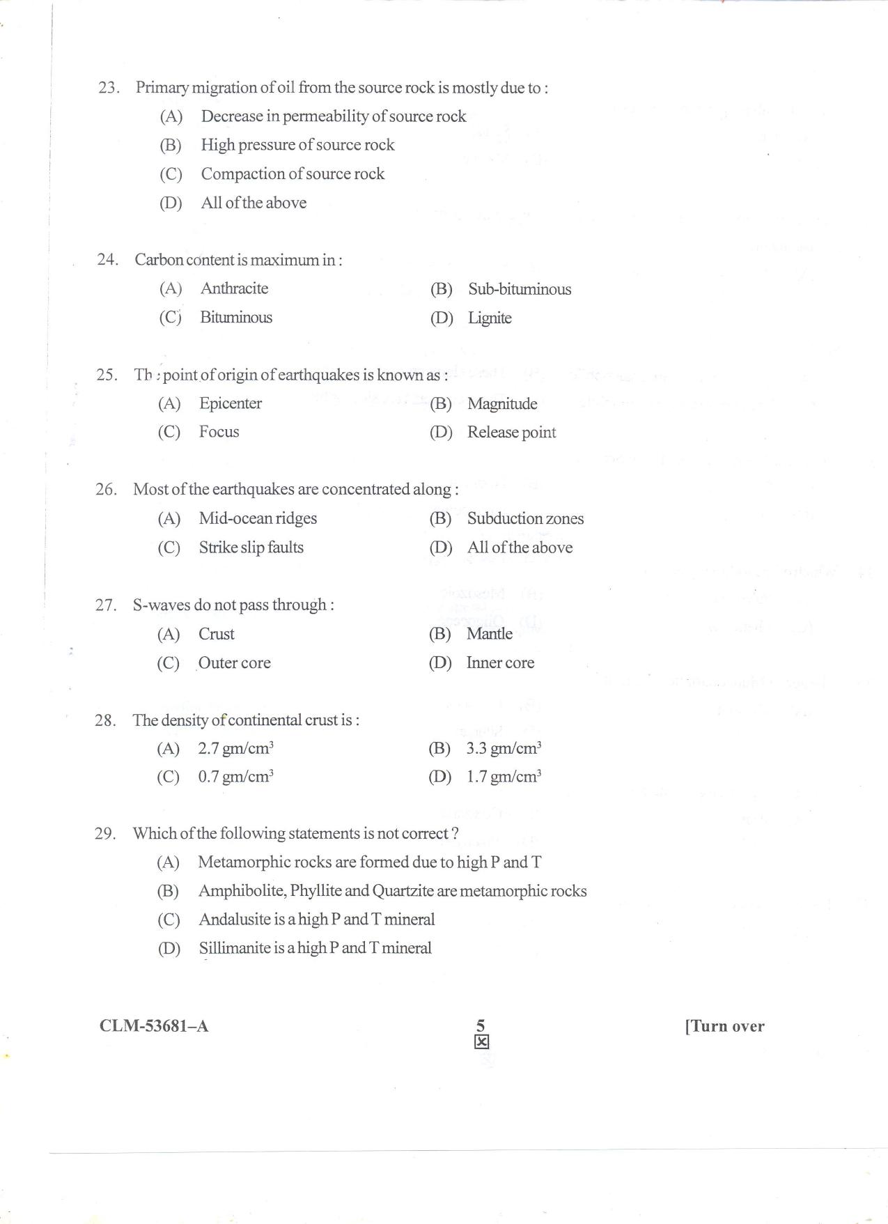 KUET 2023 M.Sc. Geology Question Paper - Page 61