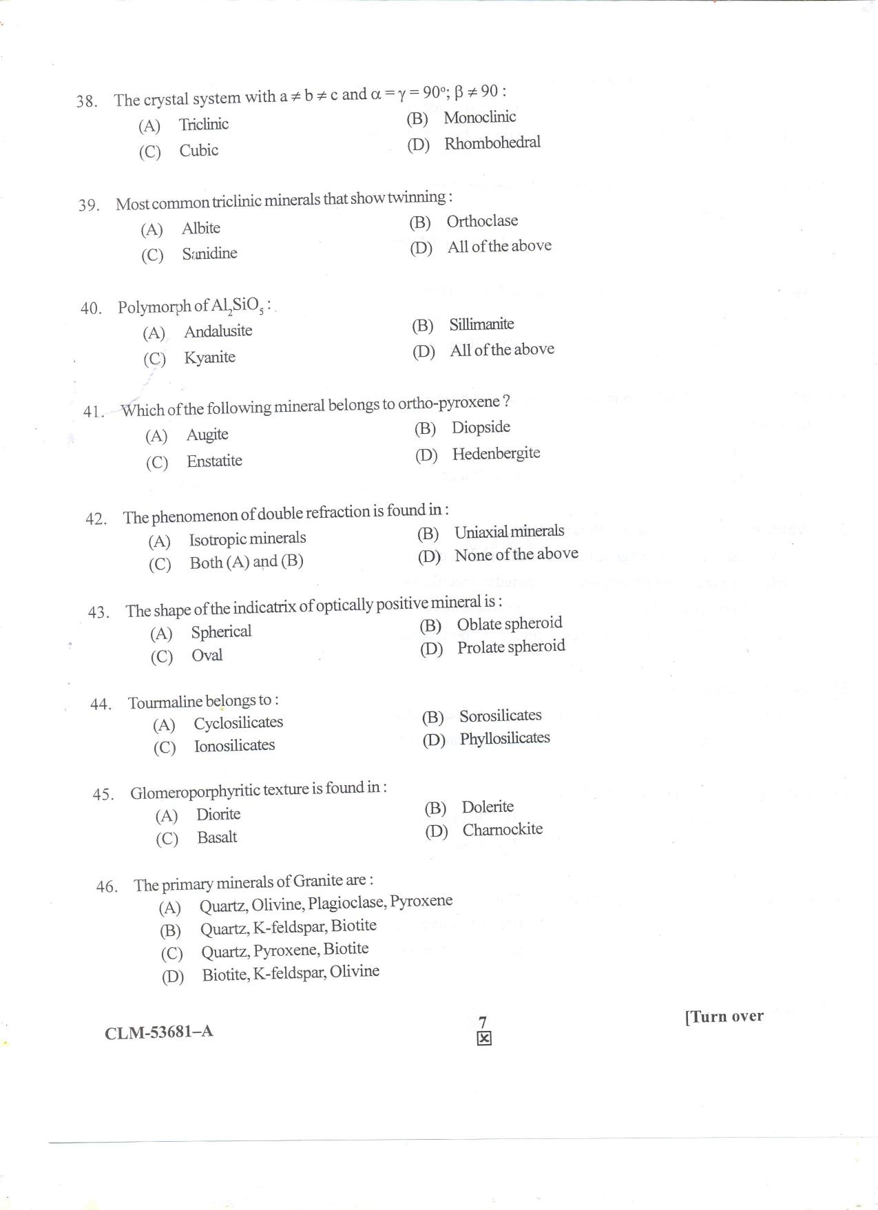 KUET 2023 M.Sc. Geology Question Paper - Page 63