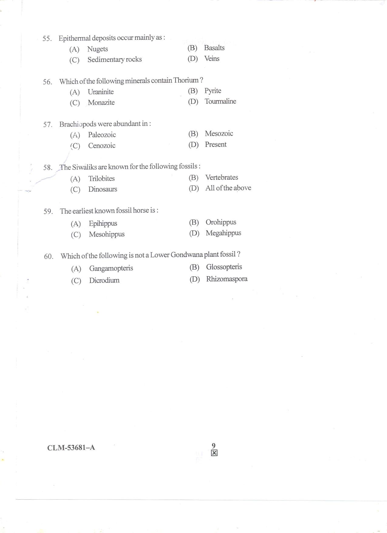 KUET 2023 M.Sc. Geology Question Paper - Page 65