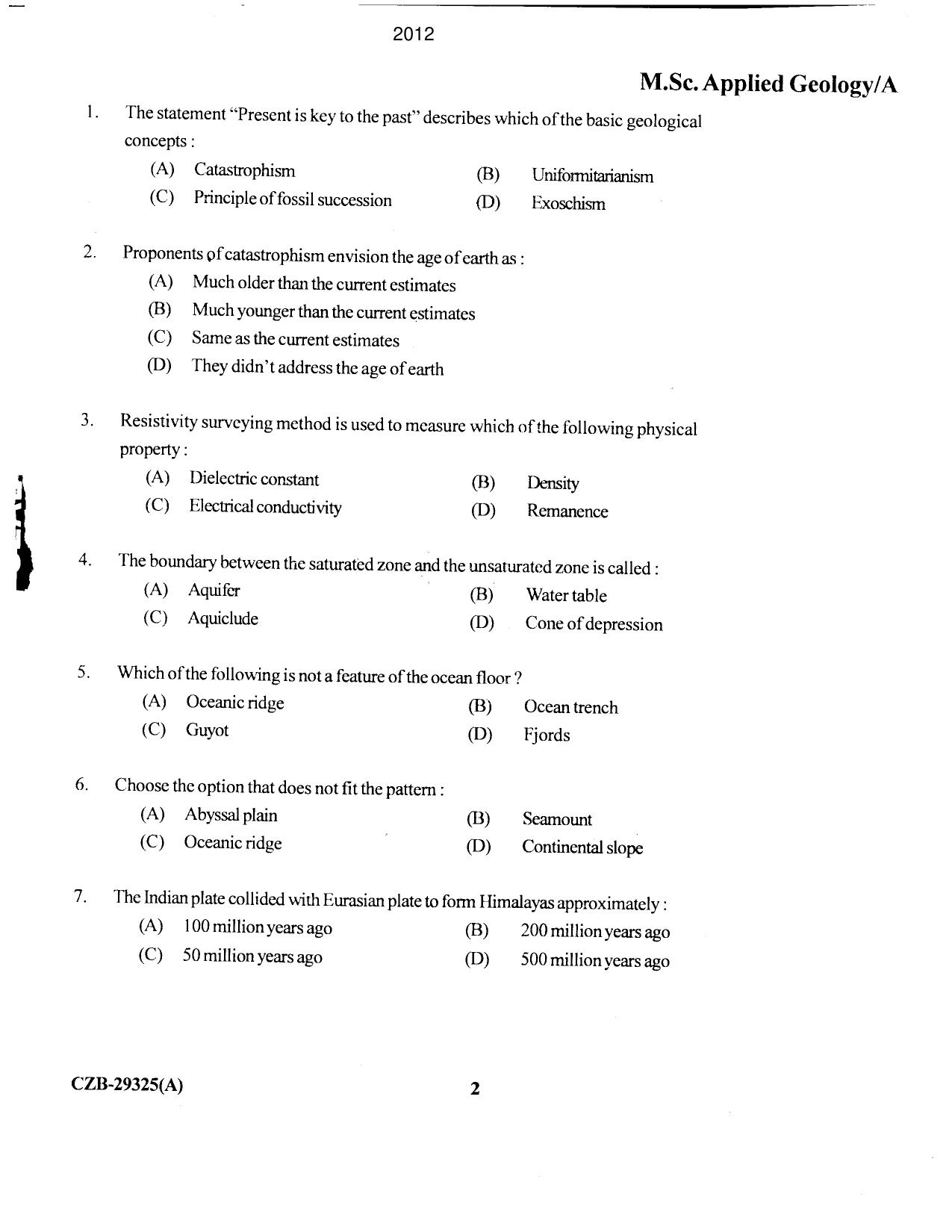 KUET 2023 M.Sc. Geology Question Paper - Page 66