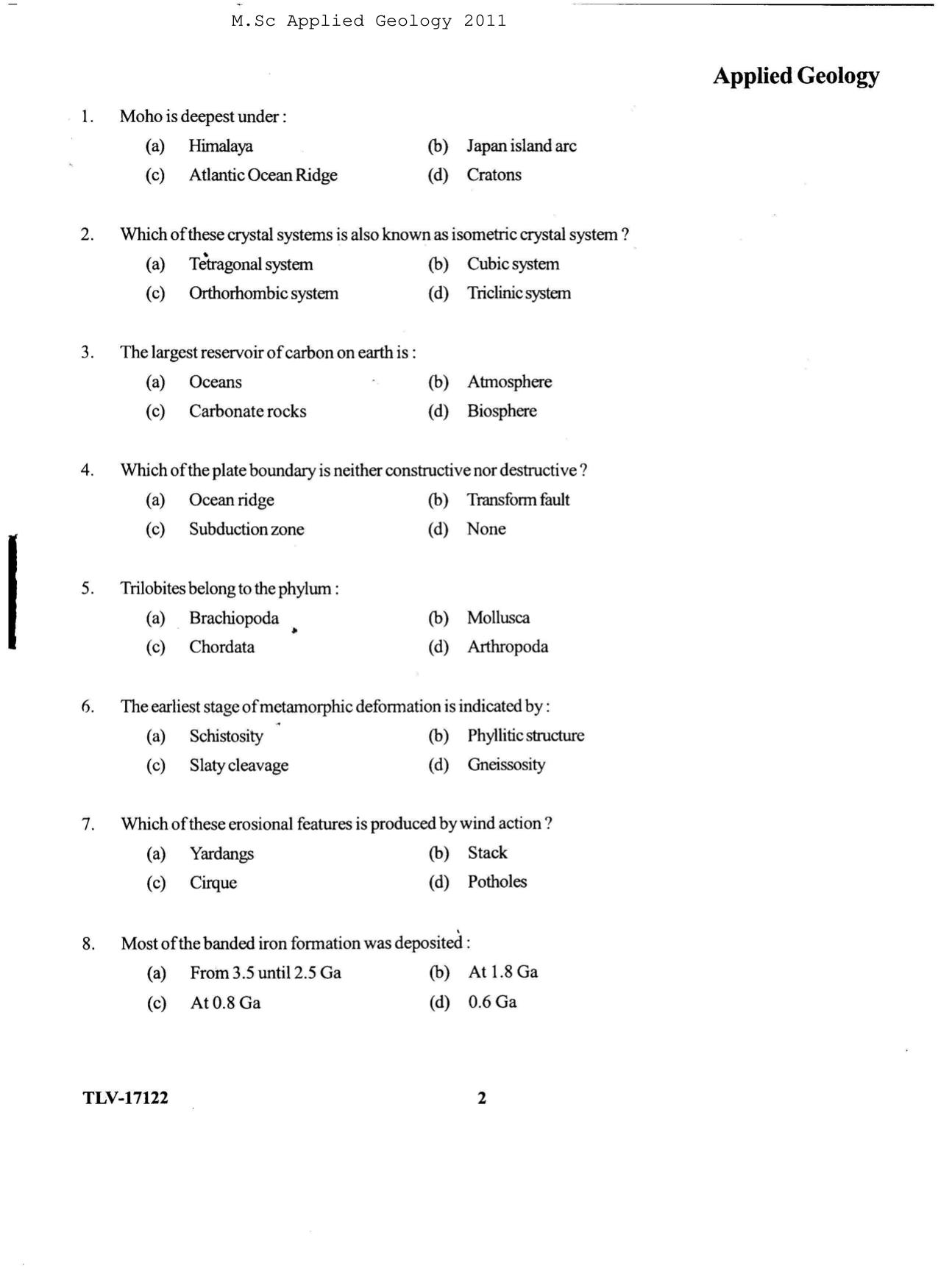 KUET 2023 M.Sc. Geology Question Paper - Page 74