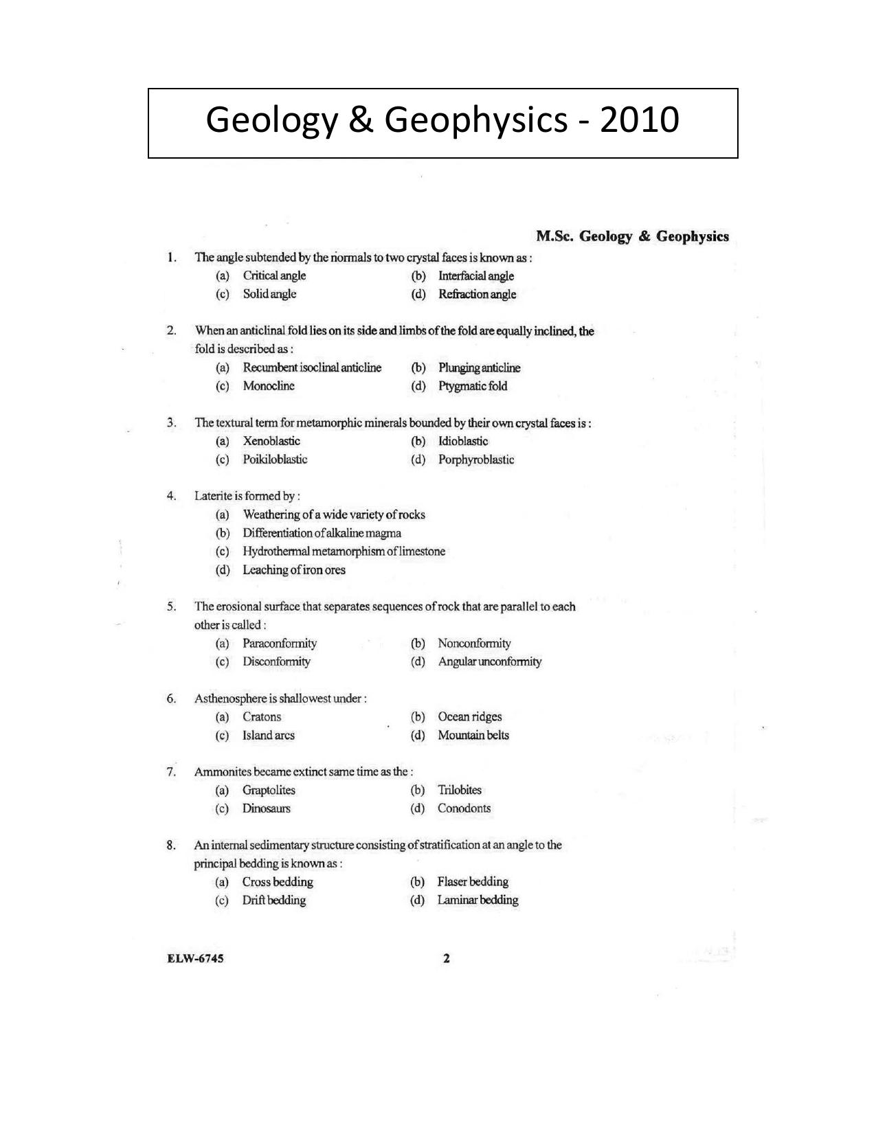 KUET 2023 M.Sc. Geology Question Paper - Page 82