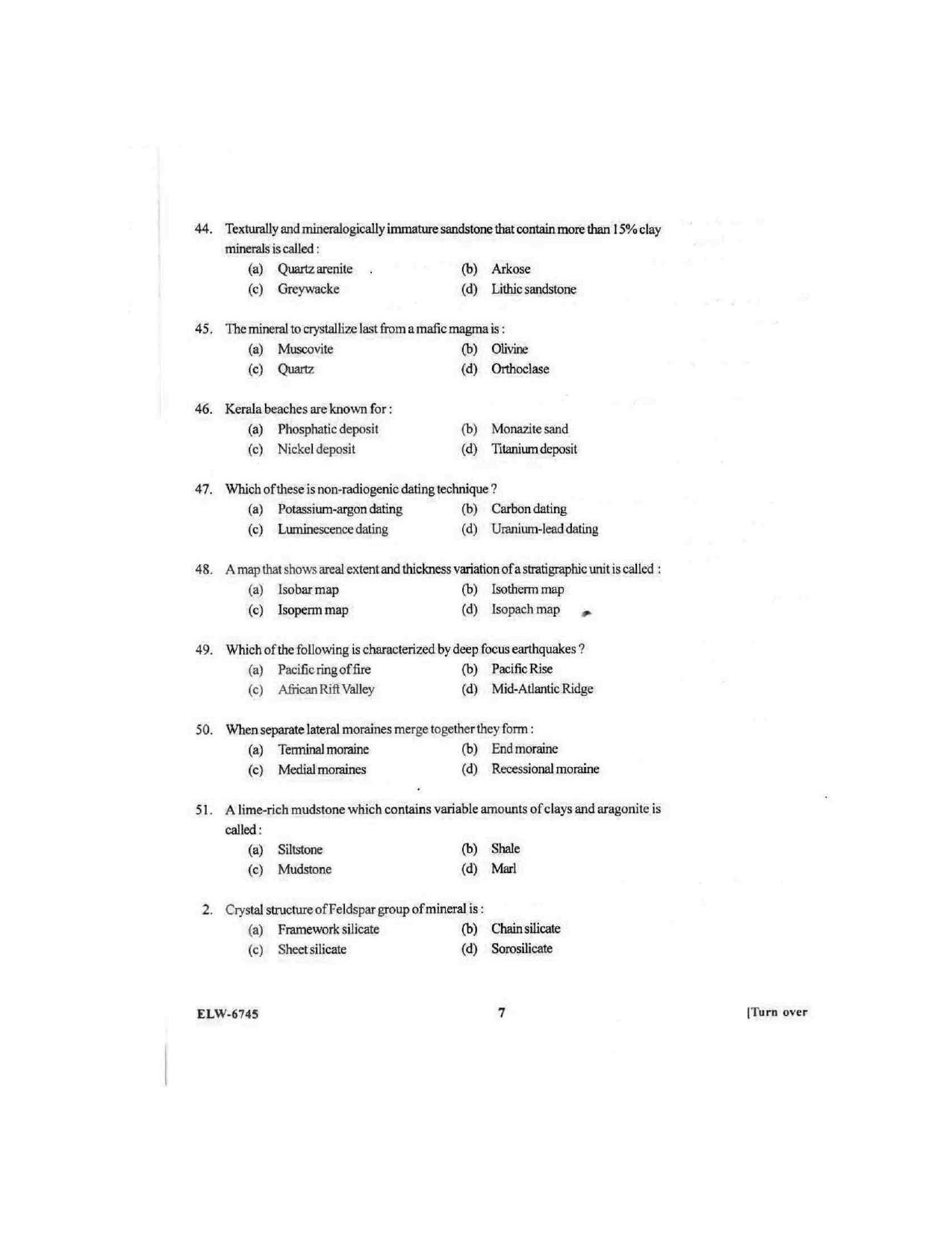 KUET 2023 M.Sc. Geology Question Paper - Page 87