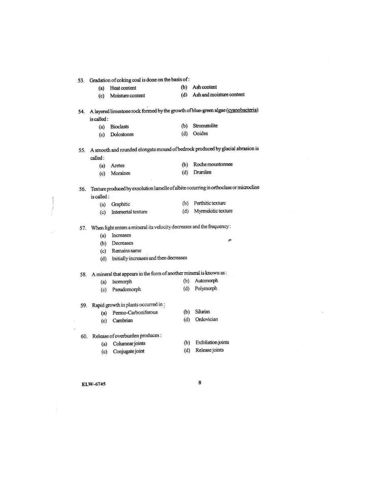 KUET 2023 M.Sc. Geology Question Paper - Page 88