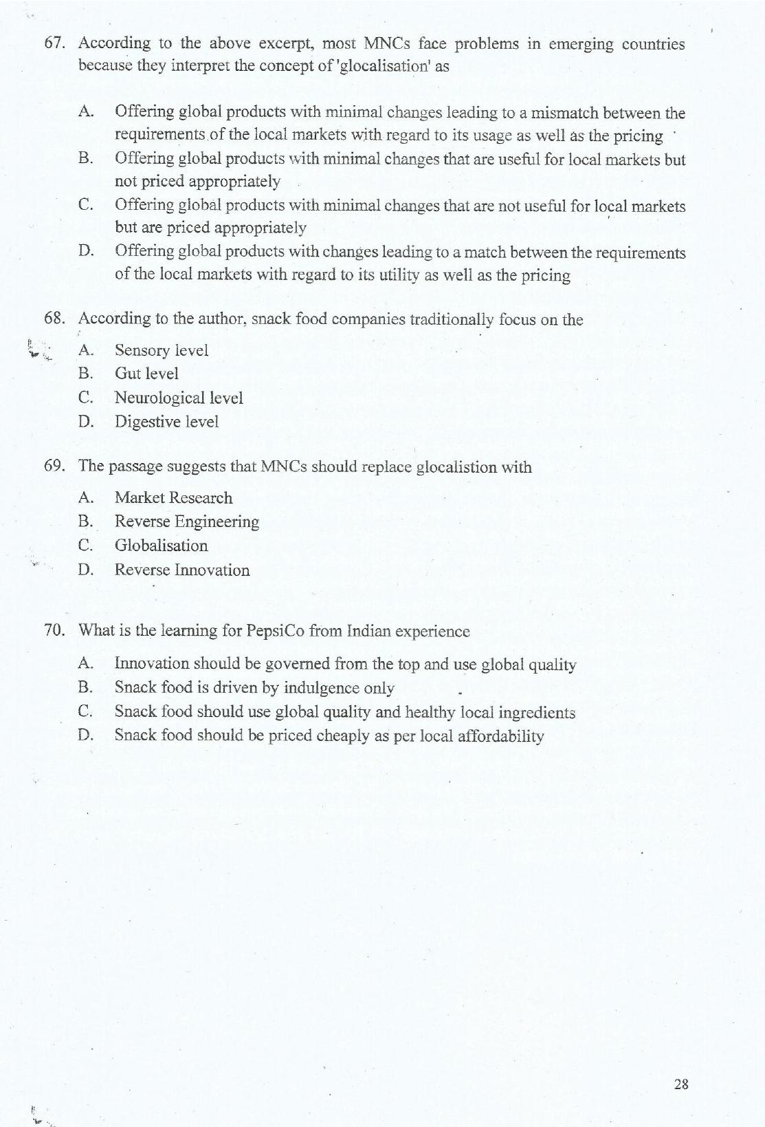 IIFT 2017 Question Paper - Page 28
