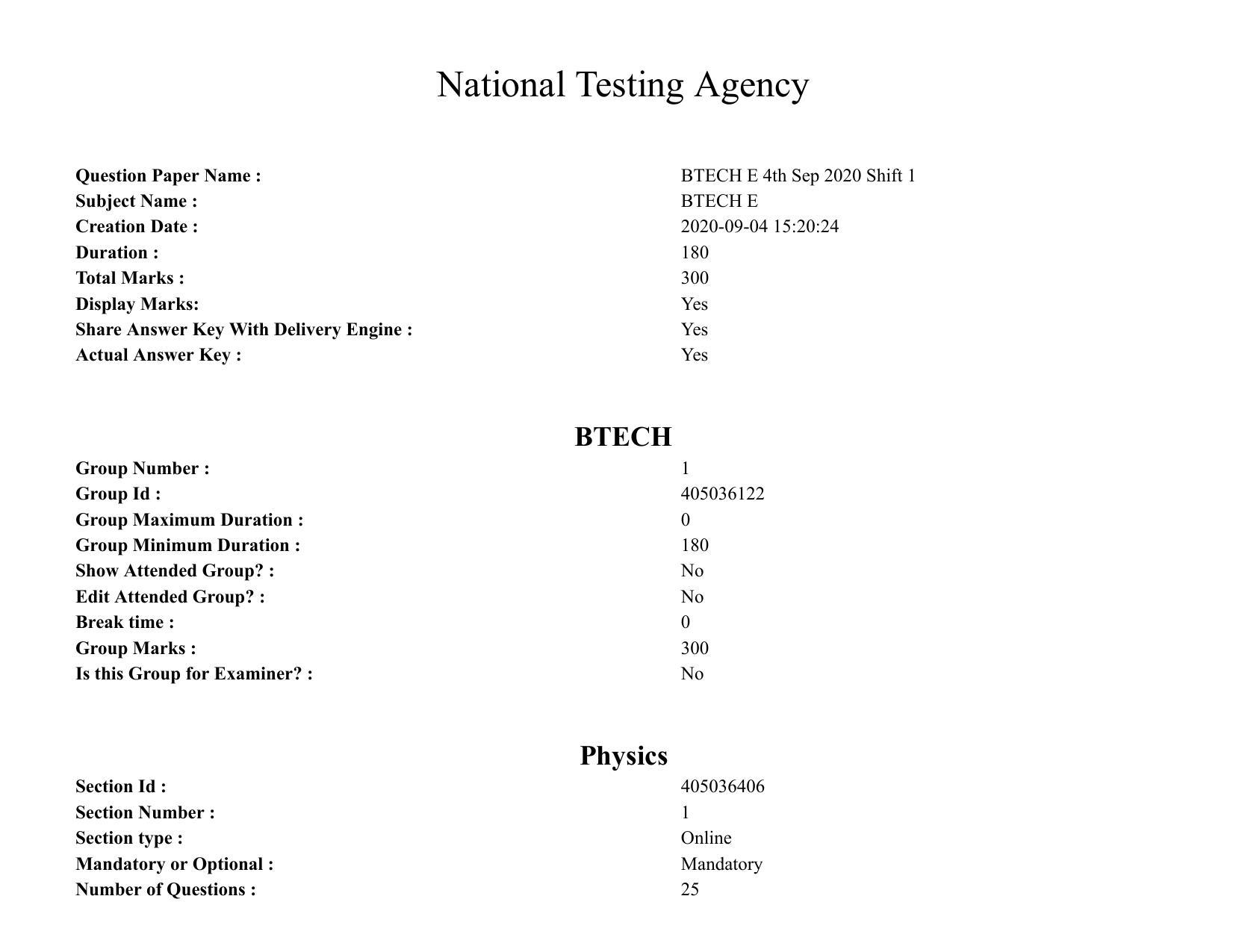JEE Main 2020 Paper I Question Paper (4th Sep 2020 Shift 1) - Page 1