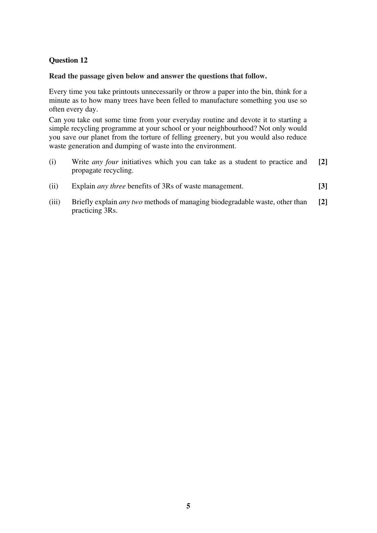 ISC Class 12 Environmental Science Sample Paper 2023 - Page 5