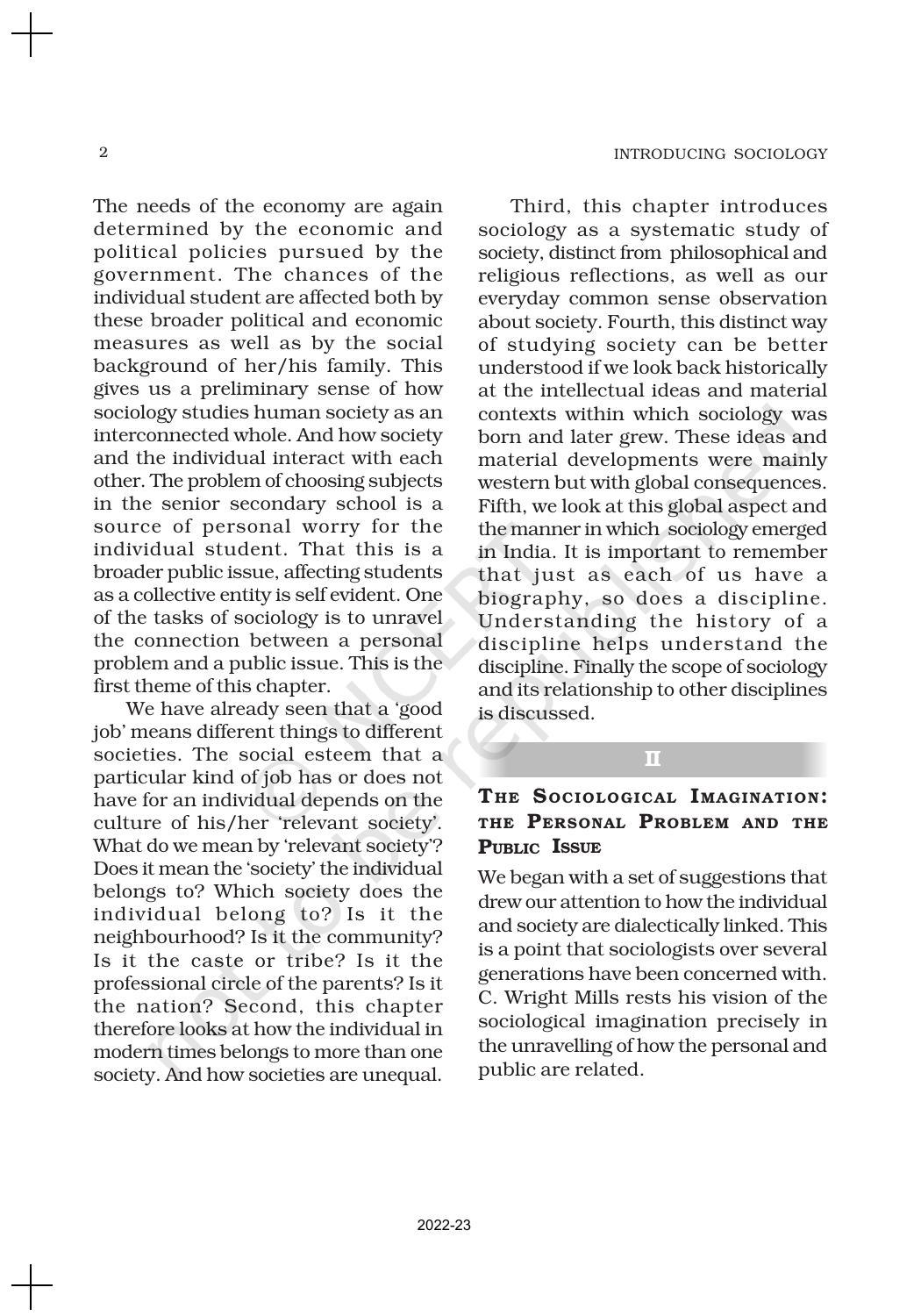 NCERT Book for Class 11 Sociology (Part-I) Chapter 1 Sociology and Society - Page 2